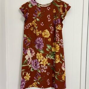 Ces Femme Women’s Dress - Rust with Floral Design